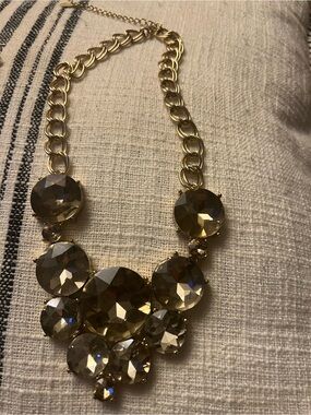 Gold Crystal Statement Necklace - Unbranded